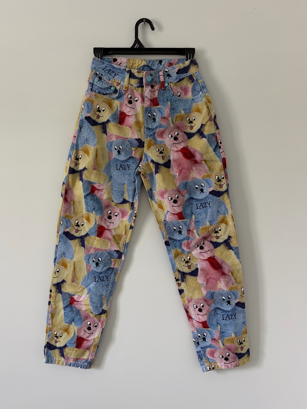 Lazy Oaf Beary Nice High Rise Mom Jeans Multicolor Bear Print 4